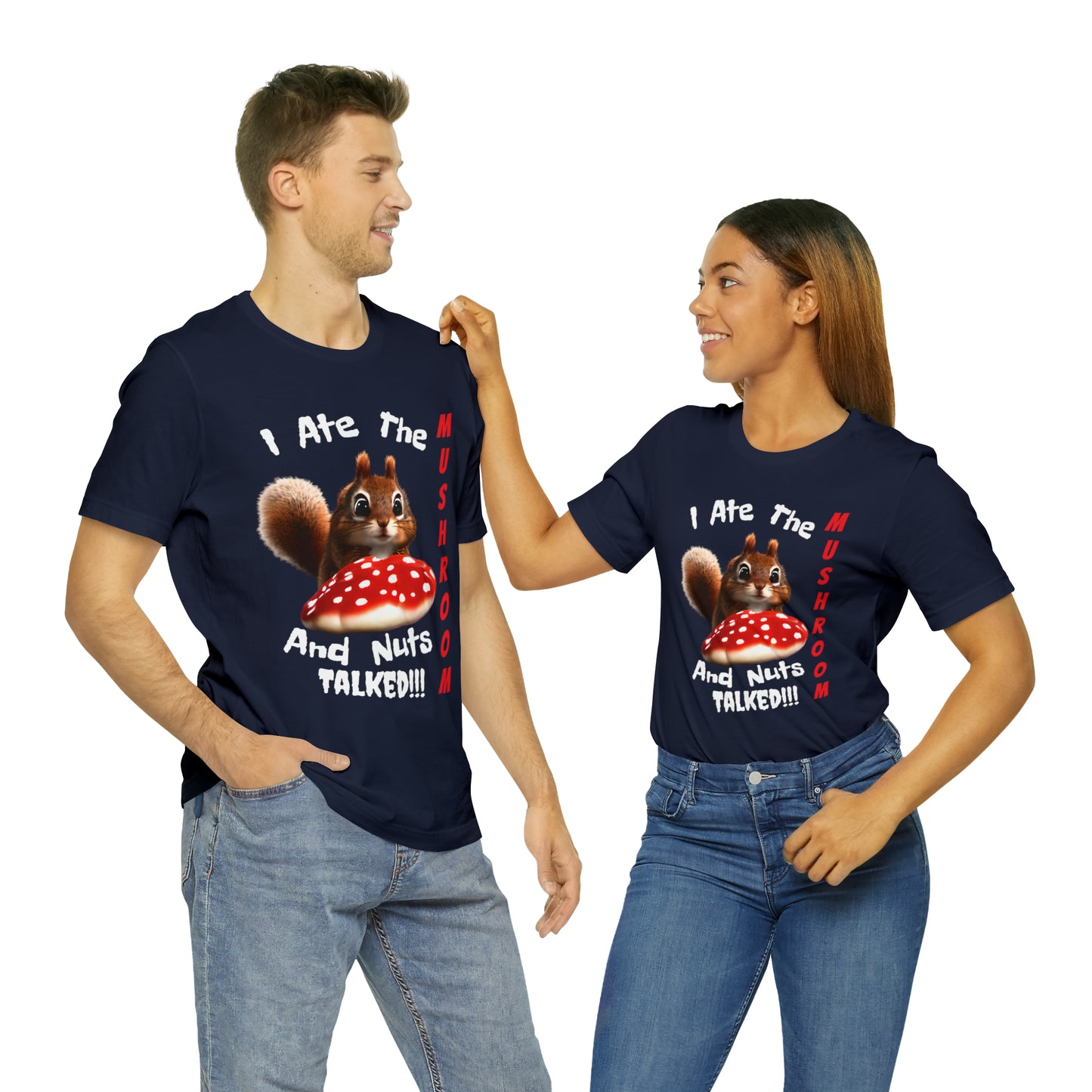 Magic Mushroom Tripping Squirrel, Funny, Unisex Jersey Short Sleeve Tee