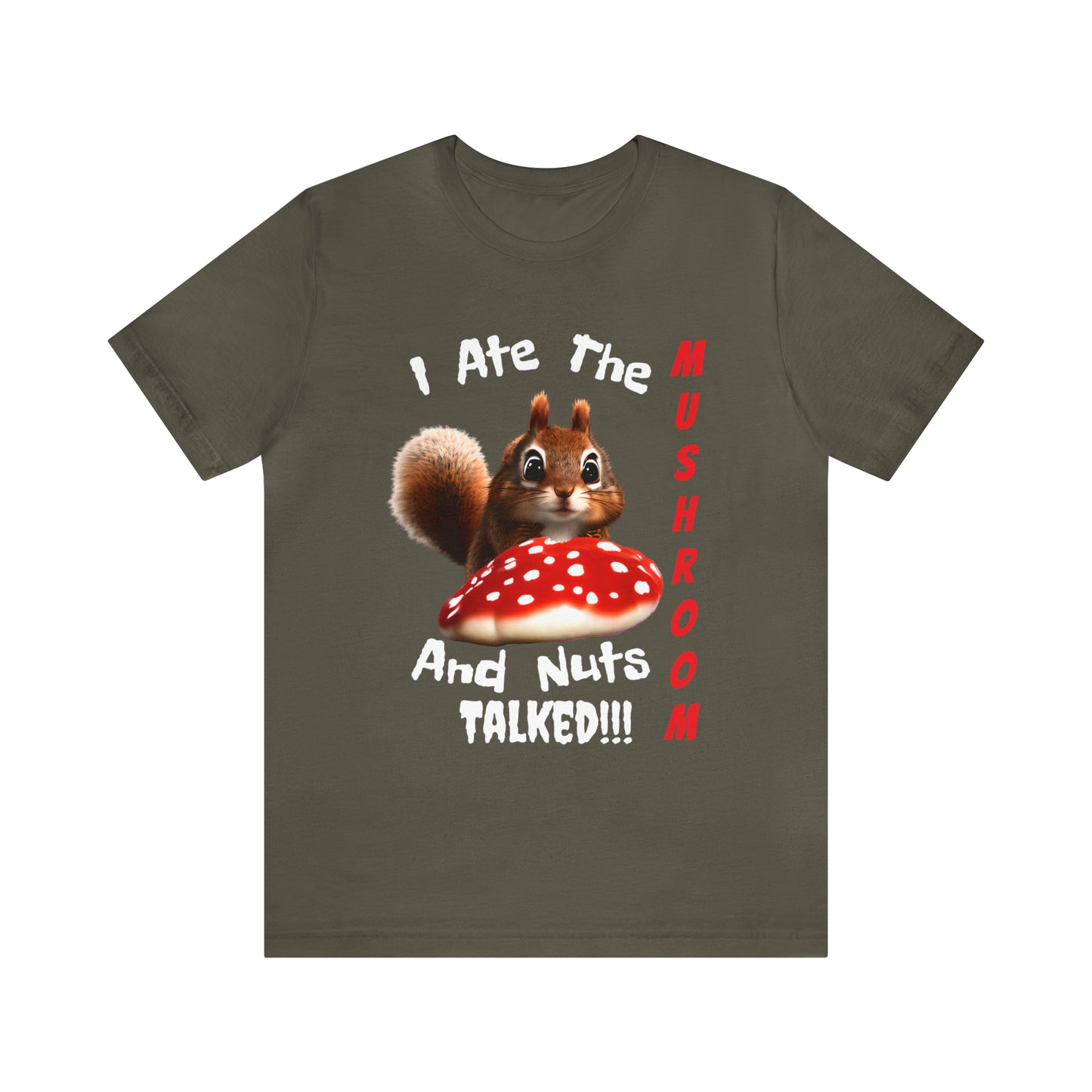 Magic Mushroom Tripping Squirrel, Funny, Unisex Jersey Short Sleeve Tee
