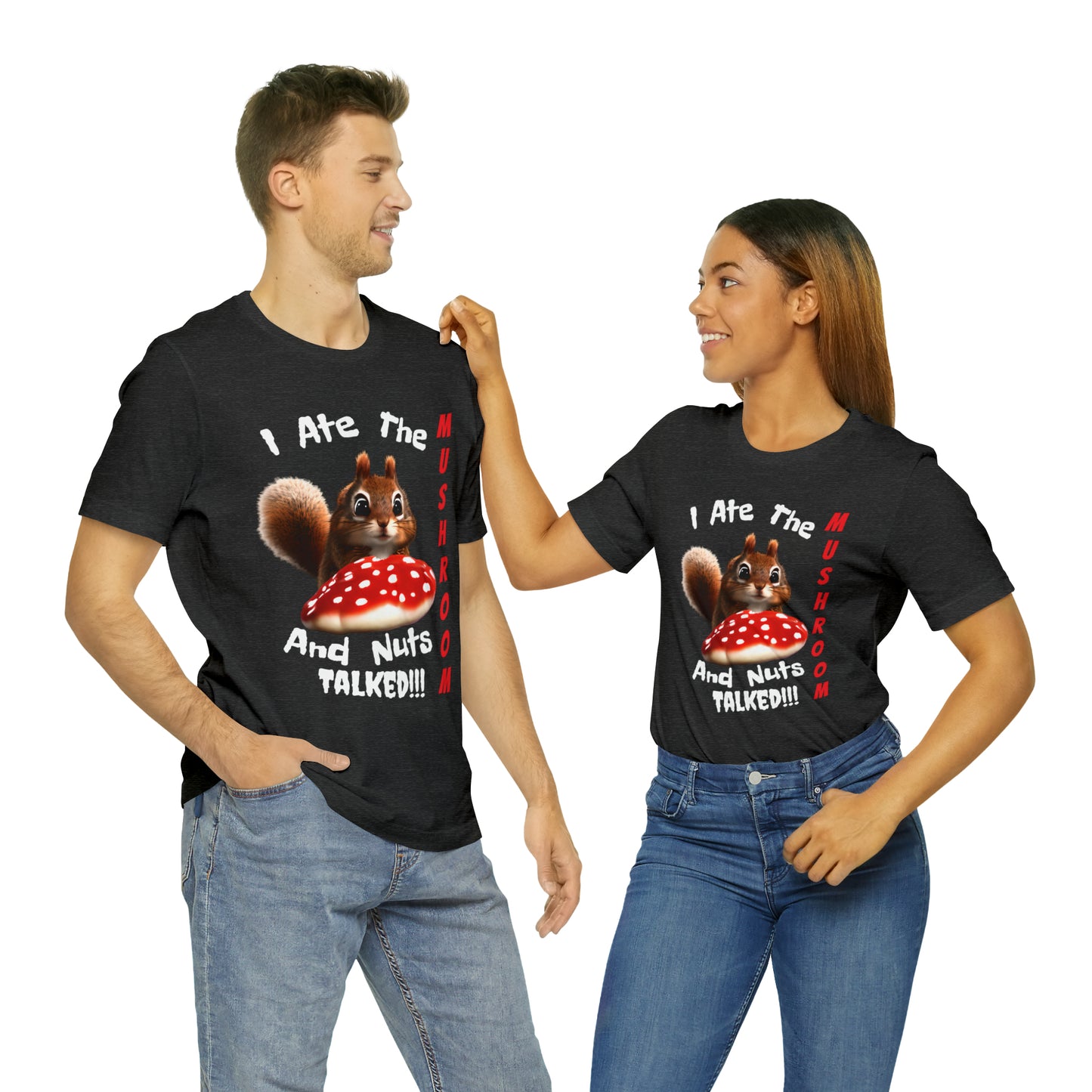 Magic Mushroom Tripping Squirrel, Funny, Unisex Jersey Short Sleeve Tee