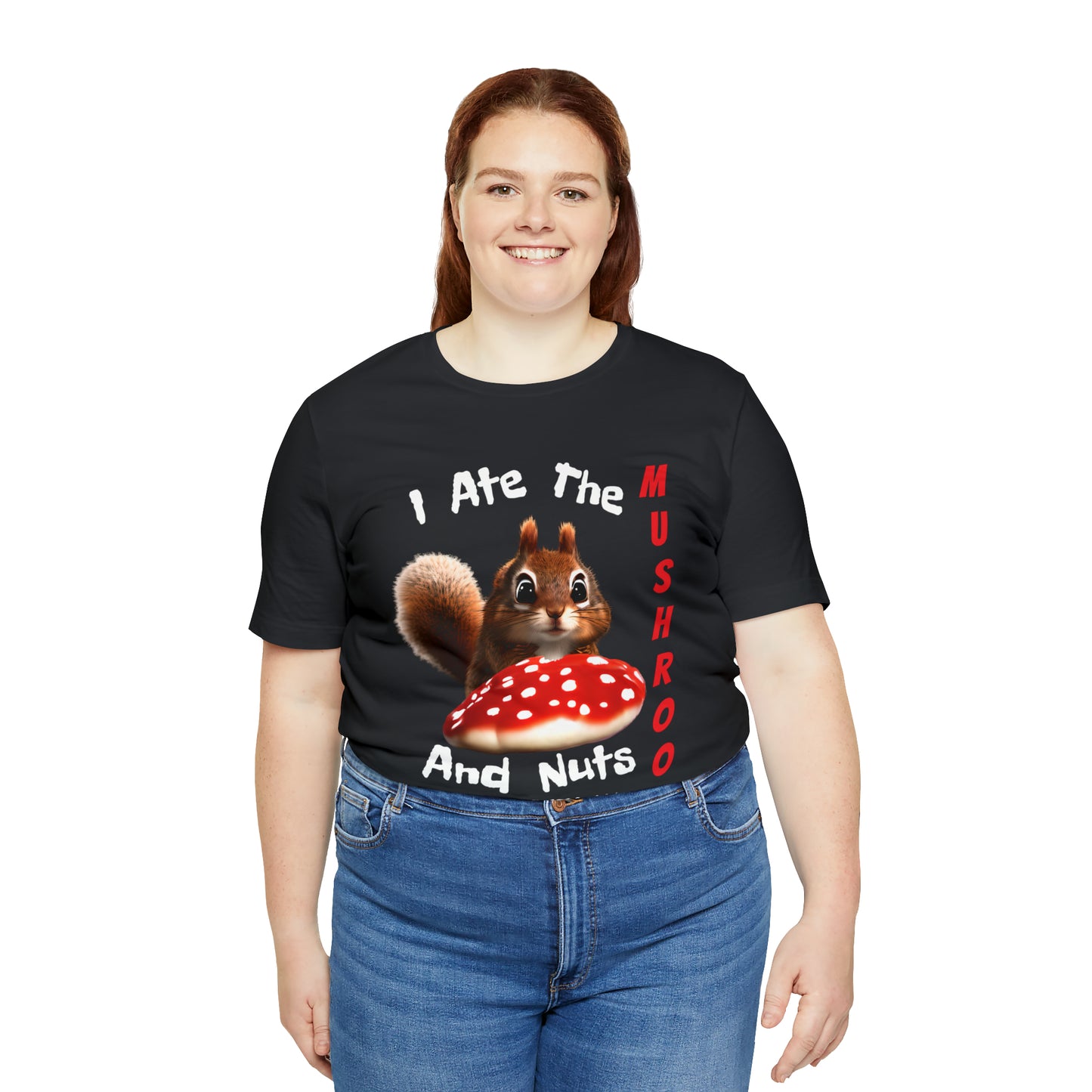 Magic Mushroom Tripping Squirrel, Funny, Unisex Jersey Short Sleeve Tee