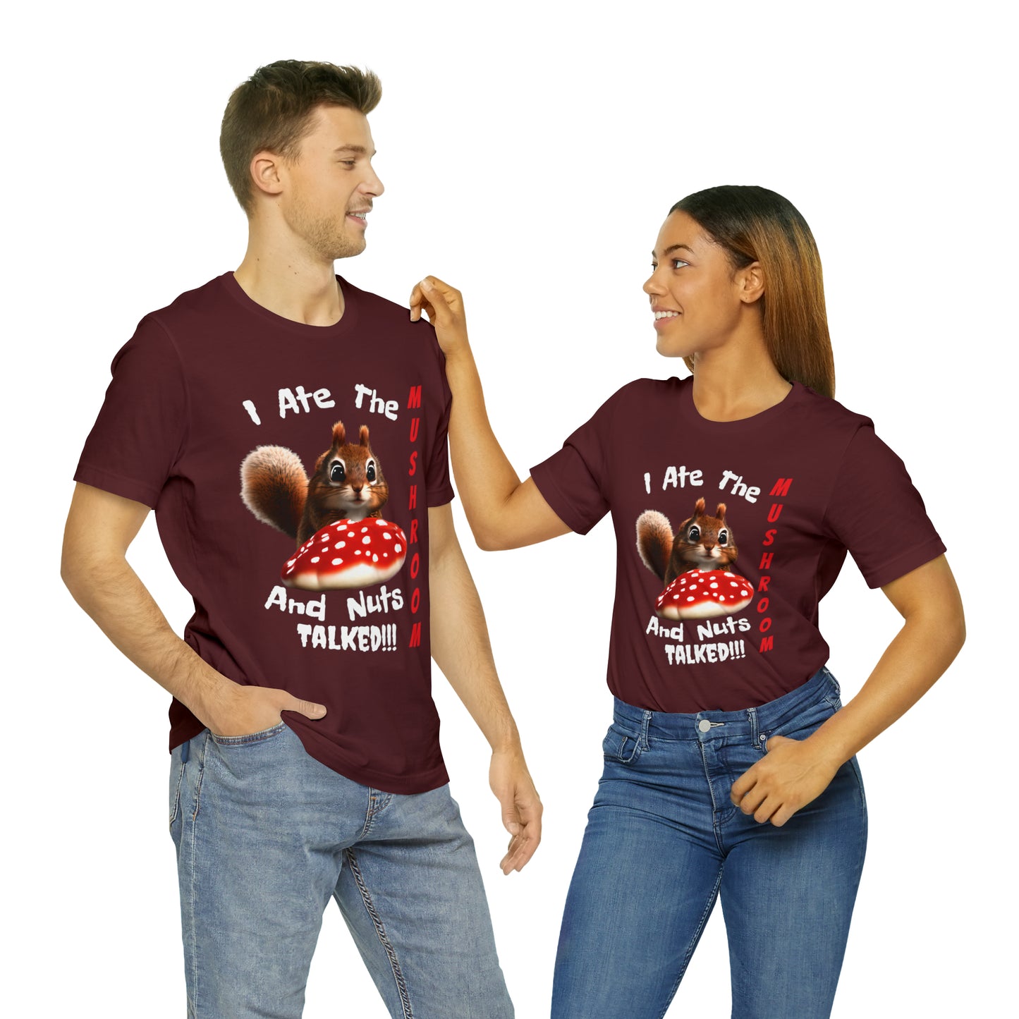 Magic Mushroom Tripping Squirrel, Funny, Unisex Jersey Short Sleeve Tee