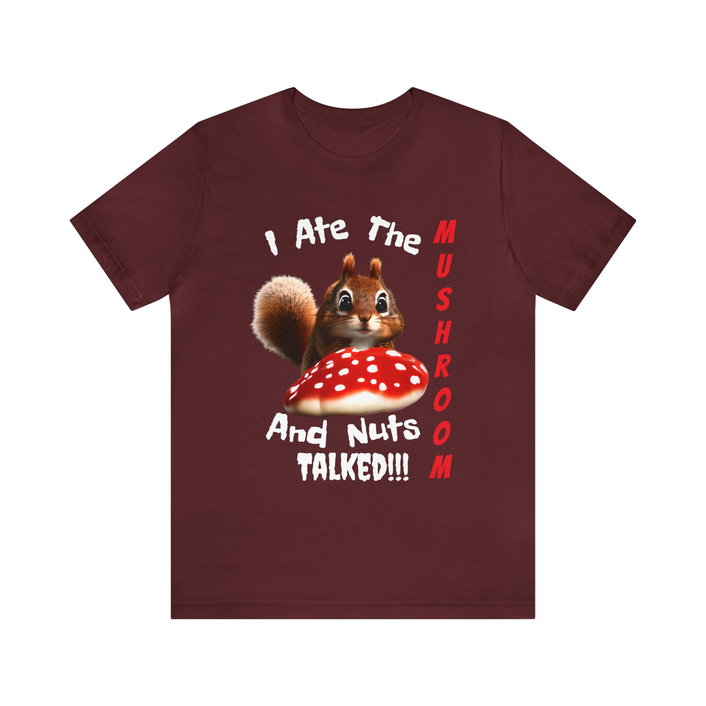 Magic Mushroom Tripping Squirrel, Funny, Unisex Jersey Short Sleeve Tee