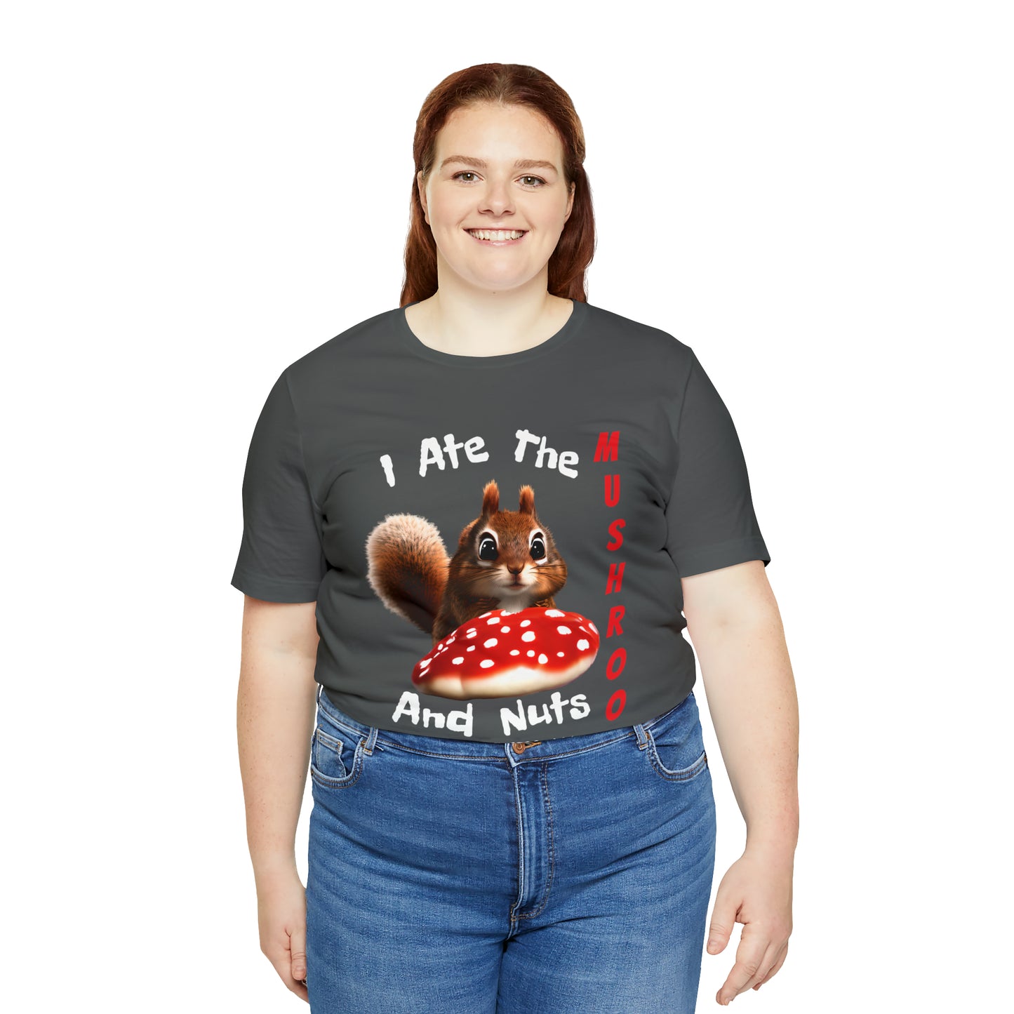 Magic Mushroom Tripping Squirrel, Funny, Unisex Jersey Short Sleeve Tee