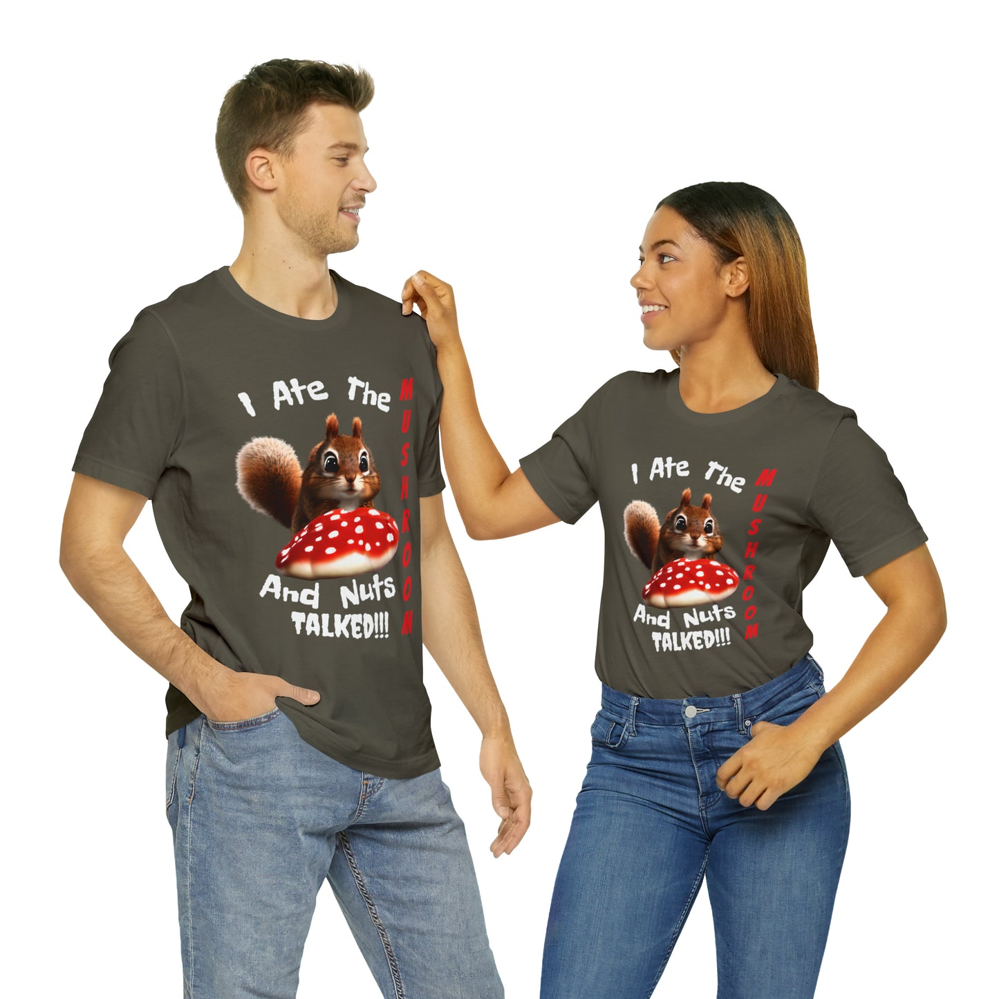 Magic Mushroom Tripping Squirrel, Funny, Unisex Jersey Short Sleeve Tee