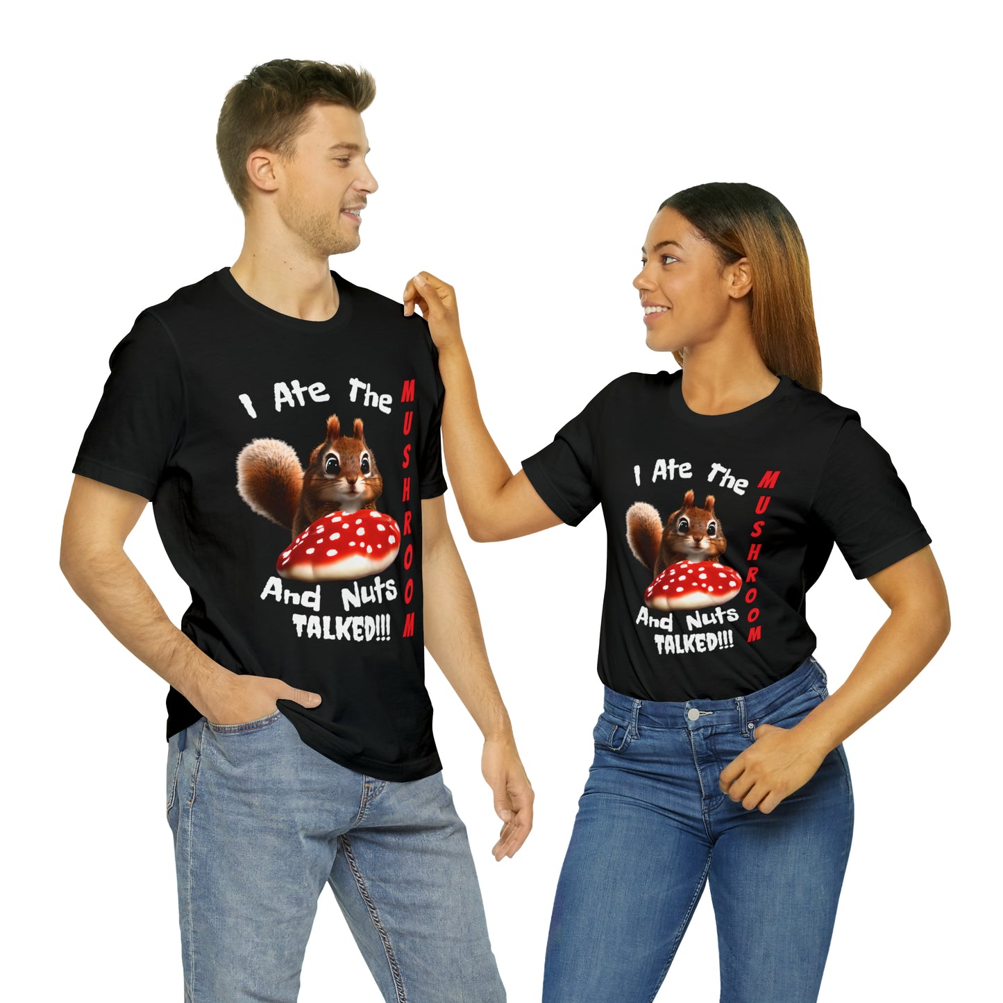 Magic Mushroom Tripping Squirrel, Funny, Unisex Jersey Short Sleeve Tee