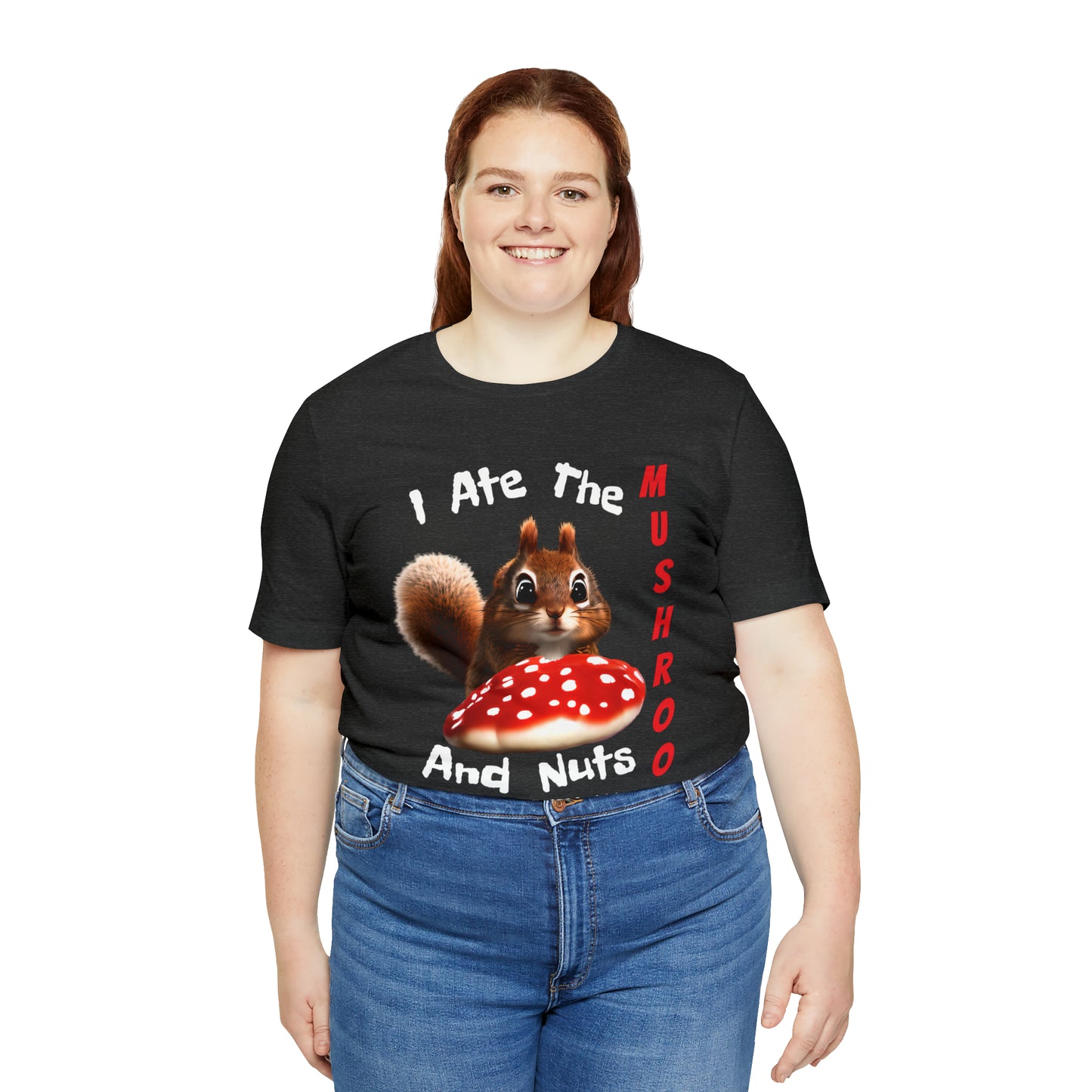 Magic Mushroom Tripping Squirrel, Funny, Unisex Jersey Short Sleeve Tee