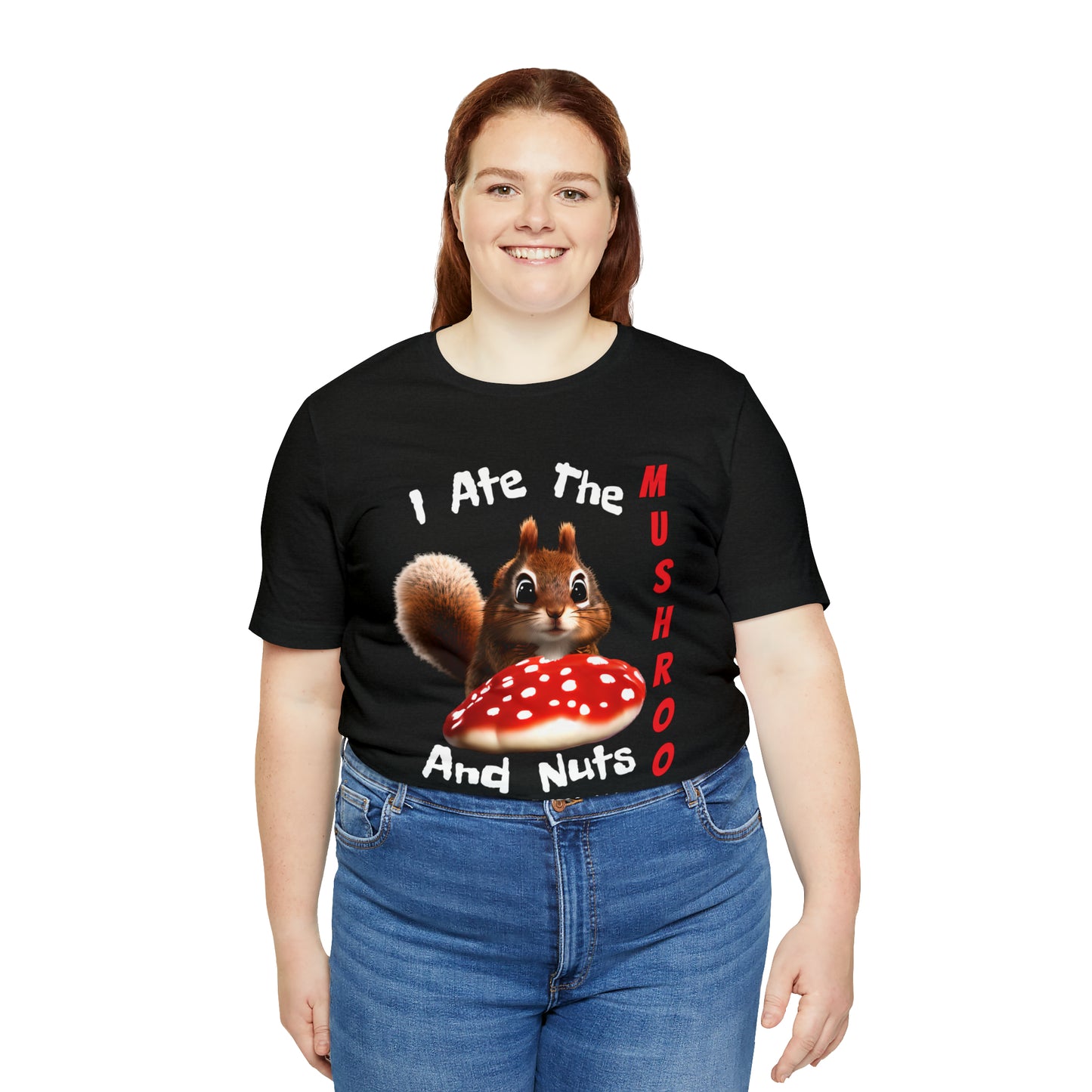 Magic Mushroom Tripping Squirrel, Funny, Unisex Jersey Short Sleeve Tee