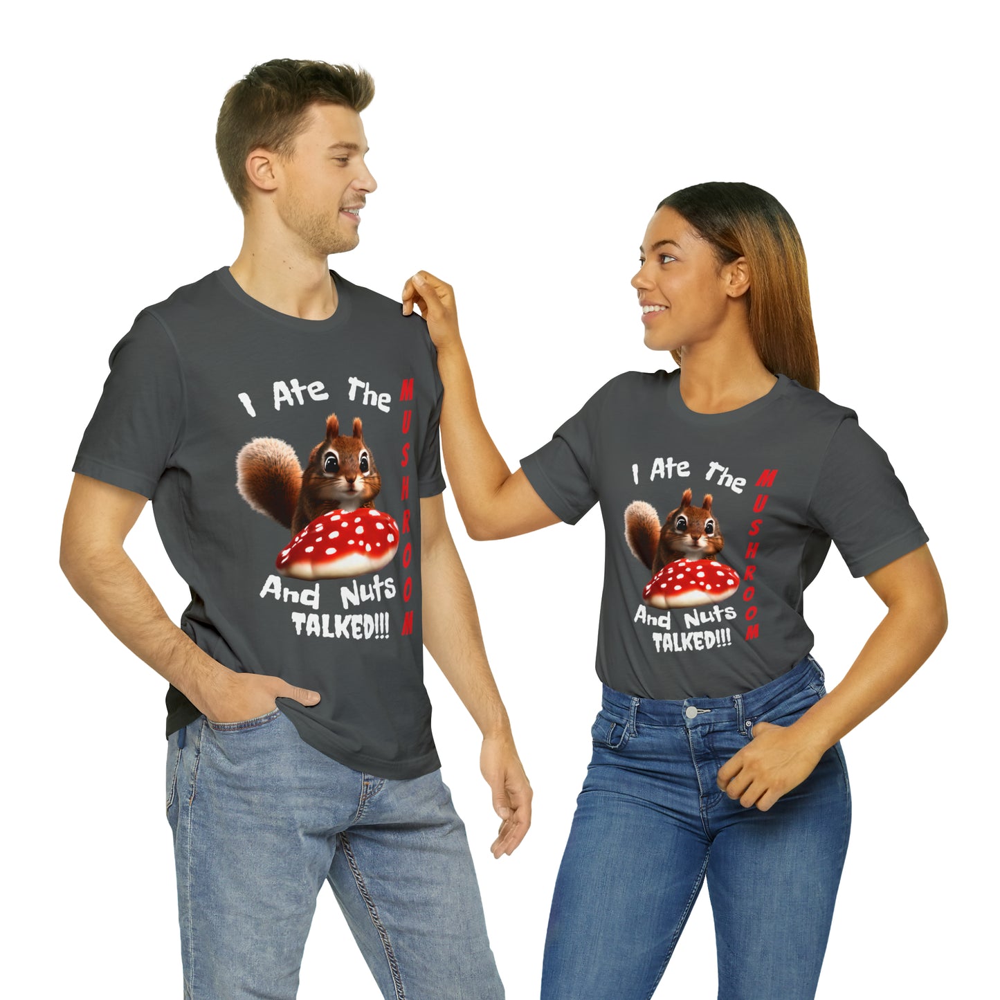 Magic Mushroom Tripping Squirrel, Funny, Unisex Jersey Short Sleeve Tee