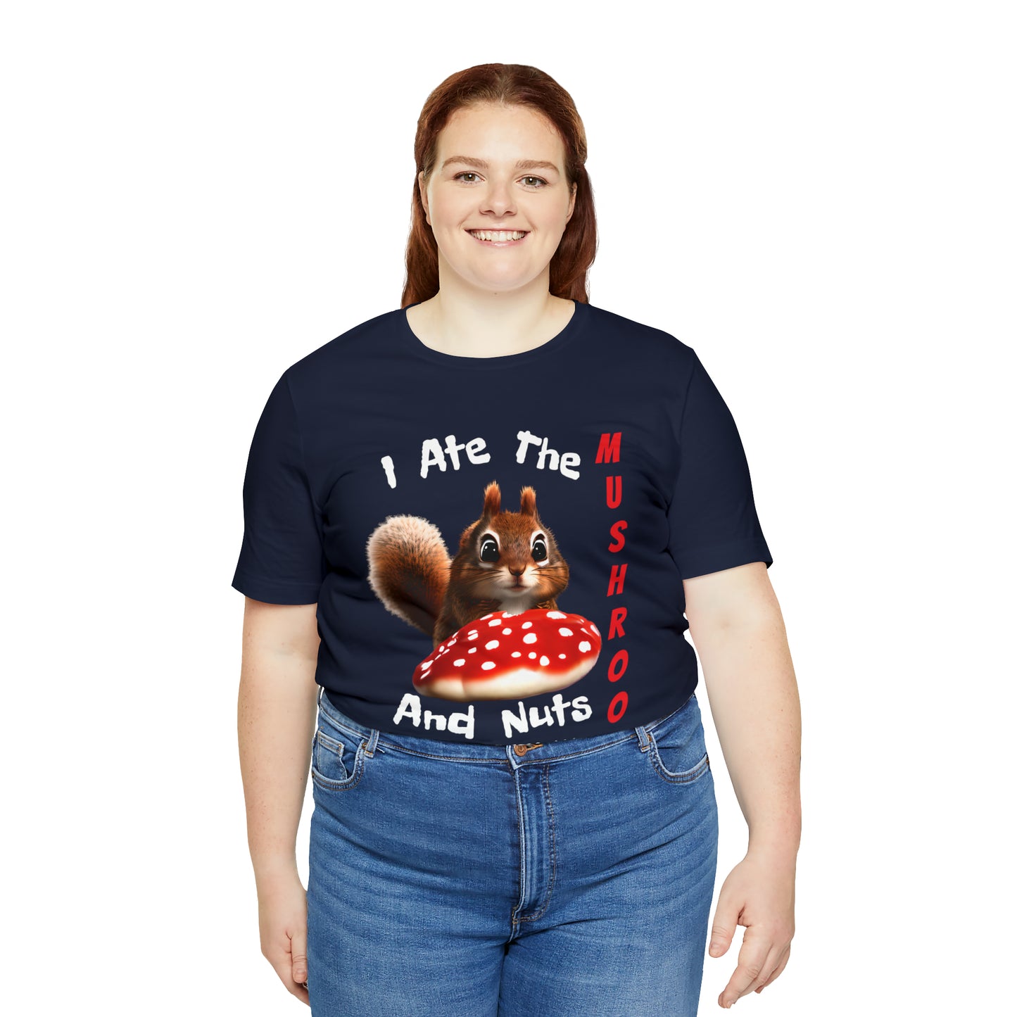Magic Mushroom Tripping Squirrel, Funny, Unisex Jersey Short Sleeve Tee